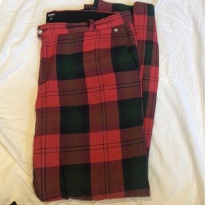 Versace Men’s Red Plaid Pants.  Size 54/38